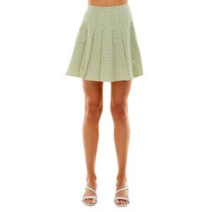 ULTRA FLIRT Juniors' Size Large Green and White Seersucker Mini Pleat Skirt NWOT